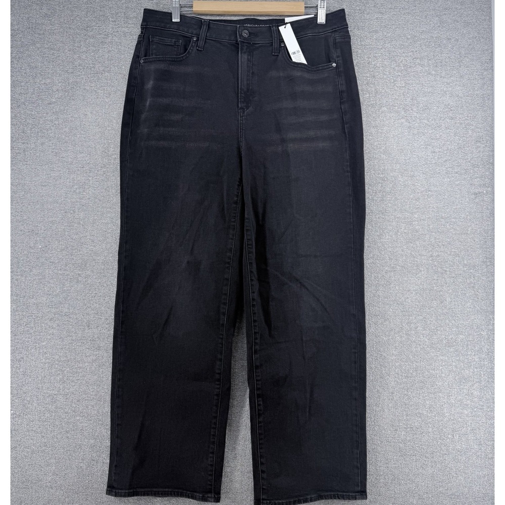 Chicos High Rise Straight Leg Jeans Women Size 2.5/14R Black Denim NEW $99